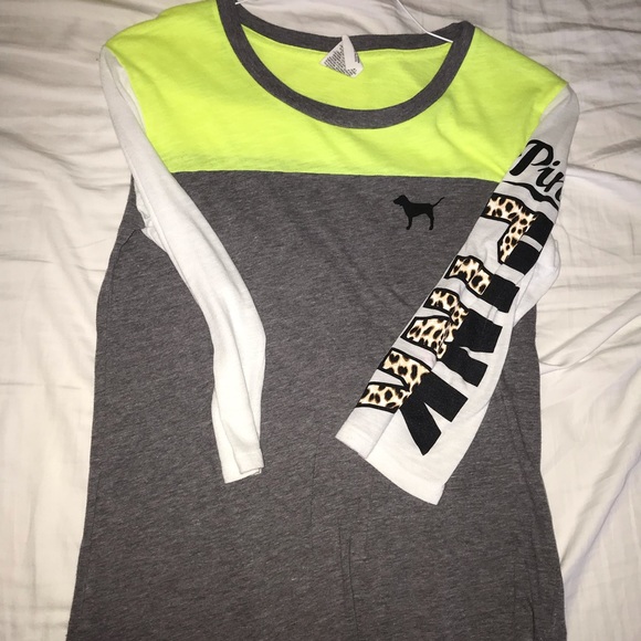 Yellow cheetah pink midi sleeve tee - Picture 1 of 4